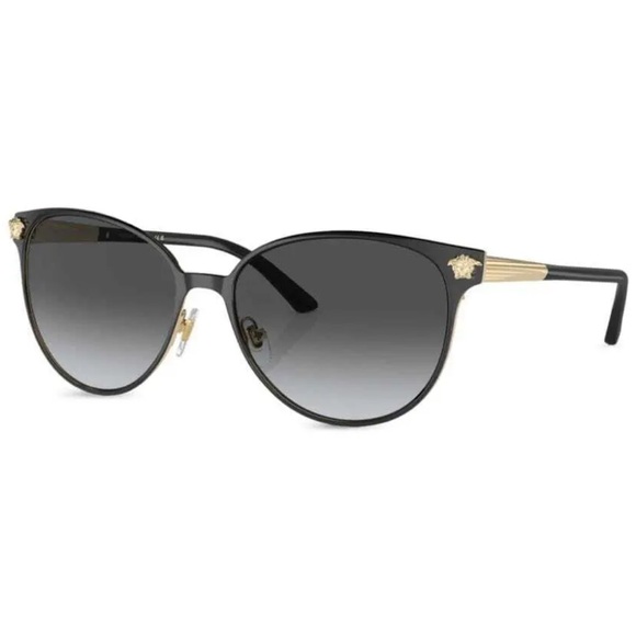 Versace VE2168 Sunglasses black frames polarized lenses gold Medusa temples main image 4